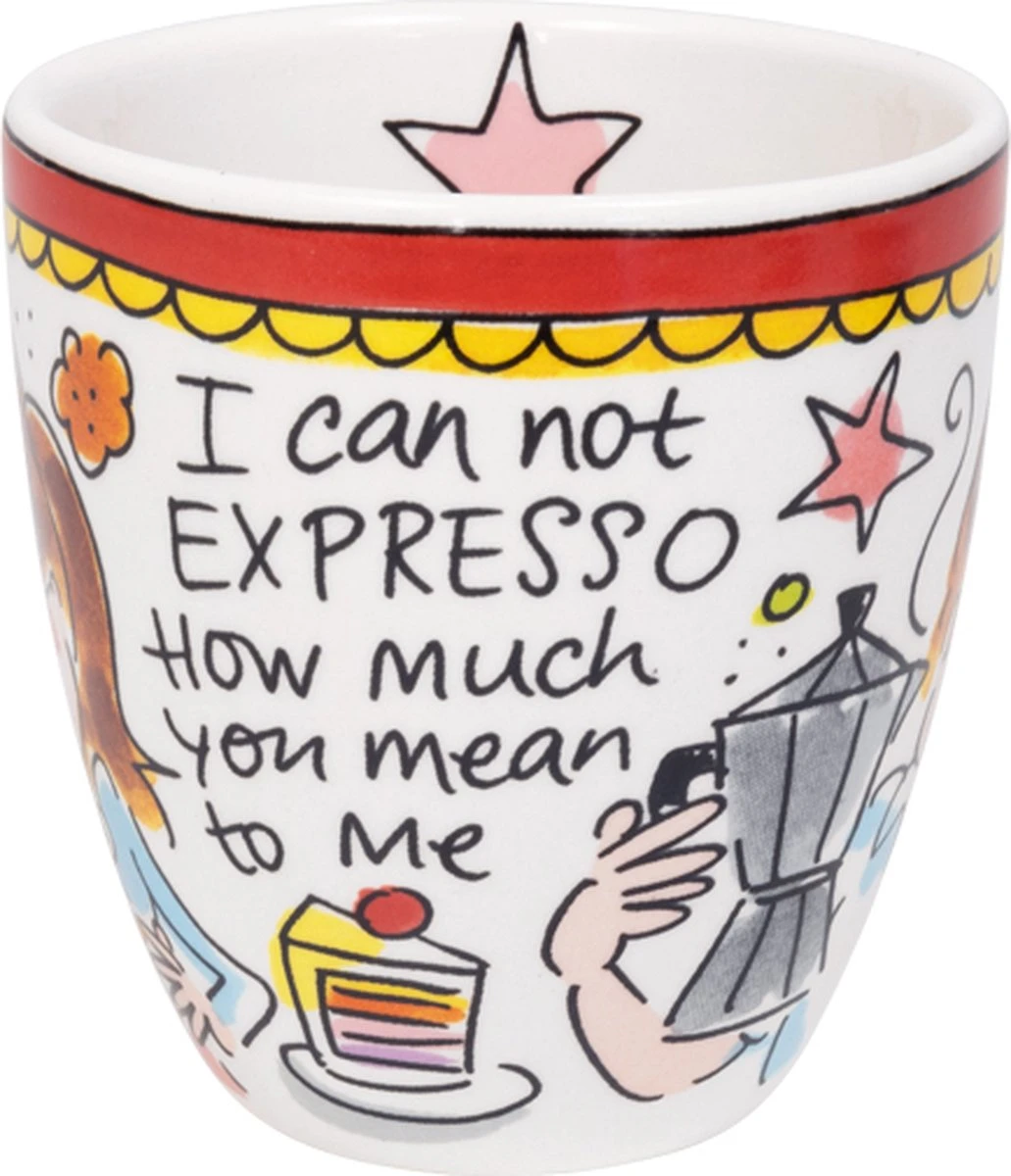 Blond Amsterdam, Even Bijkletsen Mini Mok rode rand zonder oor, 0,2L Blond Amsterdam, Even Bijkletsen Mini Mok Rode Rand Zonder Oor, 0,2L -Le Creuset Winkel 1031x1200 1