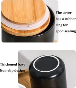 Voorraadpotten Keramiek - Suikerpot 3 Stuks - Deksel Bamboe - Luchtdict Voorraadbussen Potten - Wit -Le Creuset Winkel 1037x1200