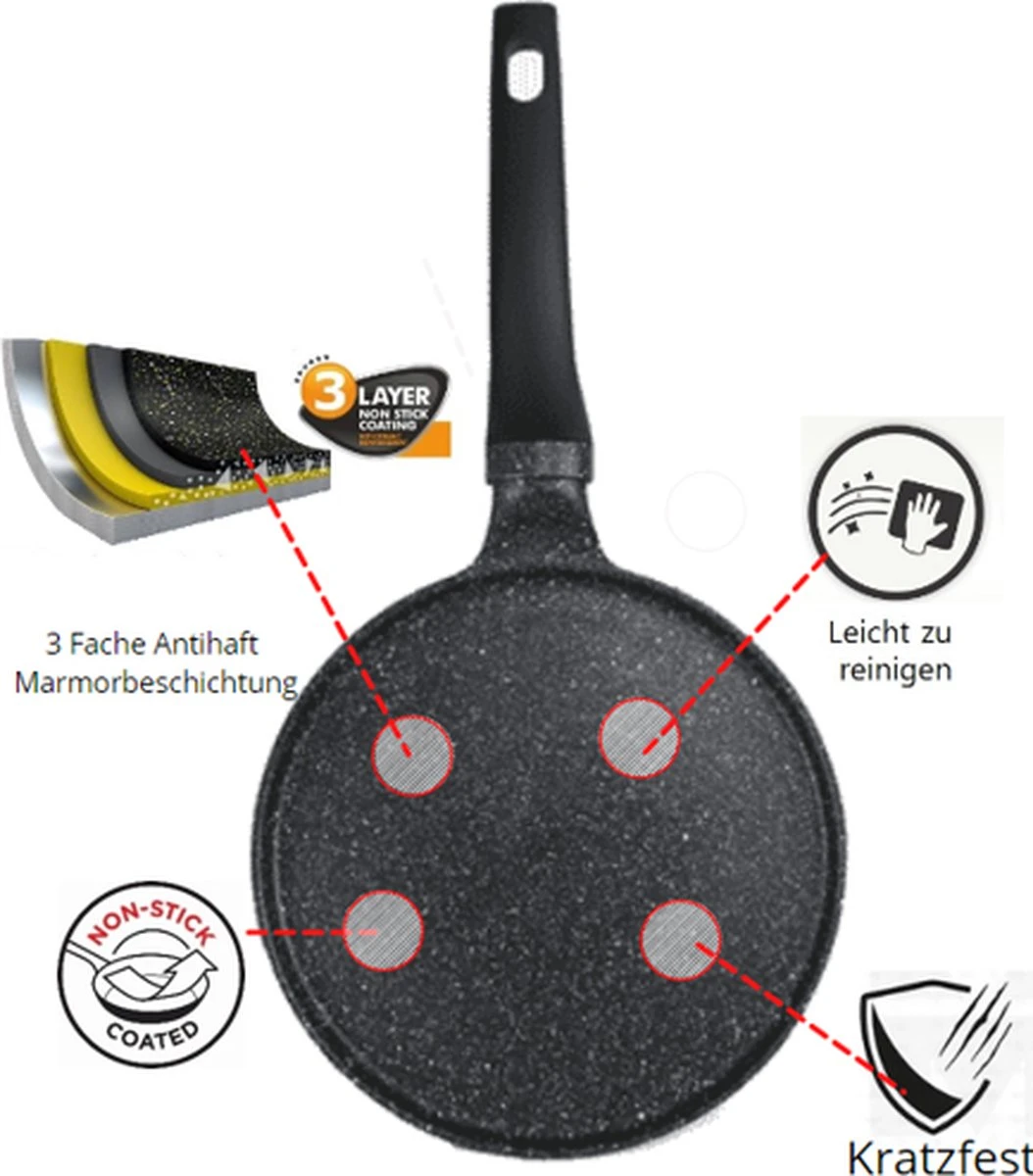 Cheffinger Pannenkoekenpan - Antiaanbaklaag - Krasbestendig - 28cm Cheffinger Pannenkoekenpan - Antiaanbaklaag - Krasbestendig - 28cm -Le Creuset Winkel