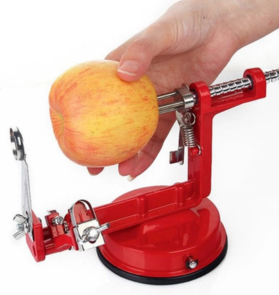 3-In-1 Appelmachine Rood - Appelboor, Appelschiller en Appelsnijder - Fruitsnijder - Groentesnijder - Klokhuis Verwijderaar - Fruitmachine - Keukenapparaat 3-In-1 Appelmachine Rood - Appelboor, Appelschiller En Appelsnijder - Fruitsnijder - Groentesnijder - Klokhuis Verwijderaar - Fruitmachine - Keukenapparaat -Le Creuset Winkel 1134x1200 7