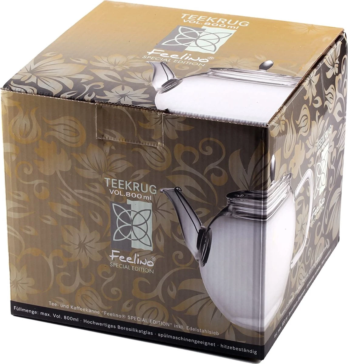 Feelino Special Edition Thee- en koffiepot 800 ml met zeef in de uitloop en glazen deksel, ideaal voor 2 personen Feelino Special Edition Thee- En Koffiepot 800 Ml Met Zeef In De Uitloop En Glazen Deksel, Ideaal Voor 2 Personen -Le Creuset Winkel