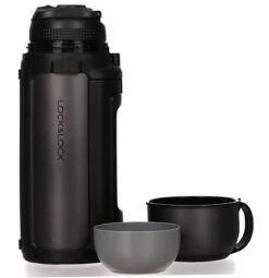 Lock&Lock Thermoskan - Isoleerkan - Thee En Koffie - Lekvrij - 1,5 Liter - RVS - Inklapbaar Handvat - Zwart -Le Creuset Winkel 1161x1200