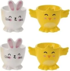 Merkloos 4x Witte Paashaas En Gele Kuiken Eierdopjes 7 Cm - Paasdecoratie/Paasontbijt -Le Creuset Winkel 1186x1200 8