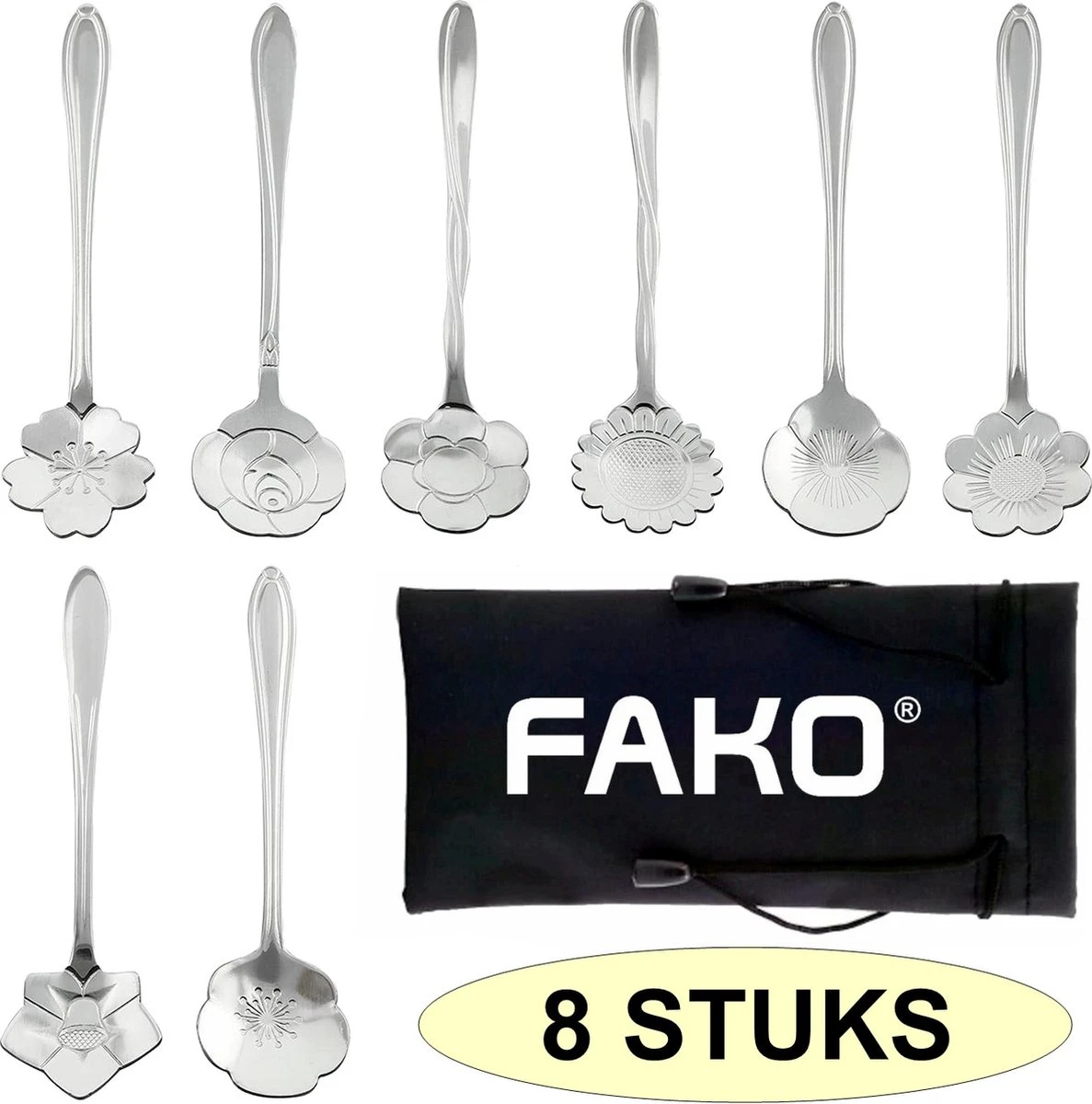 Fako Bijoux® - Bloemen Lepels Set - Theelepel / Koffielepel - 12cm - Zilver - 8 Stuks Fako Bijoux® - Bloemen Lepels Set - Theelepel / Koffielepel - 12cm - Zilver - 8 Stuks -Le Creuset Winkel 1187x1200 5