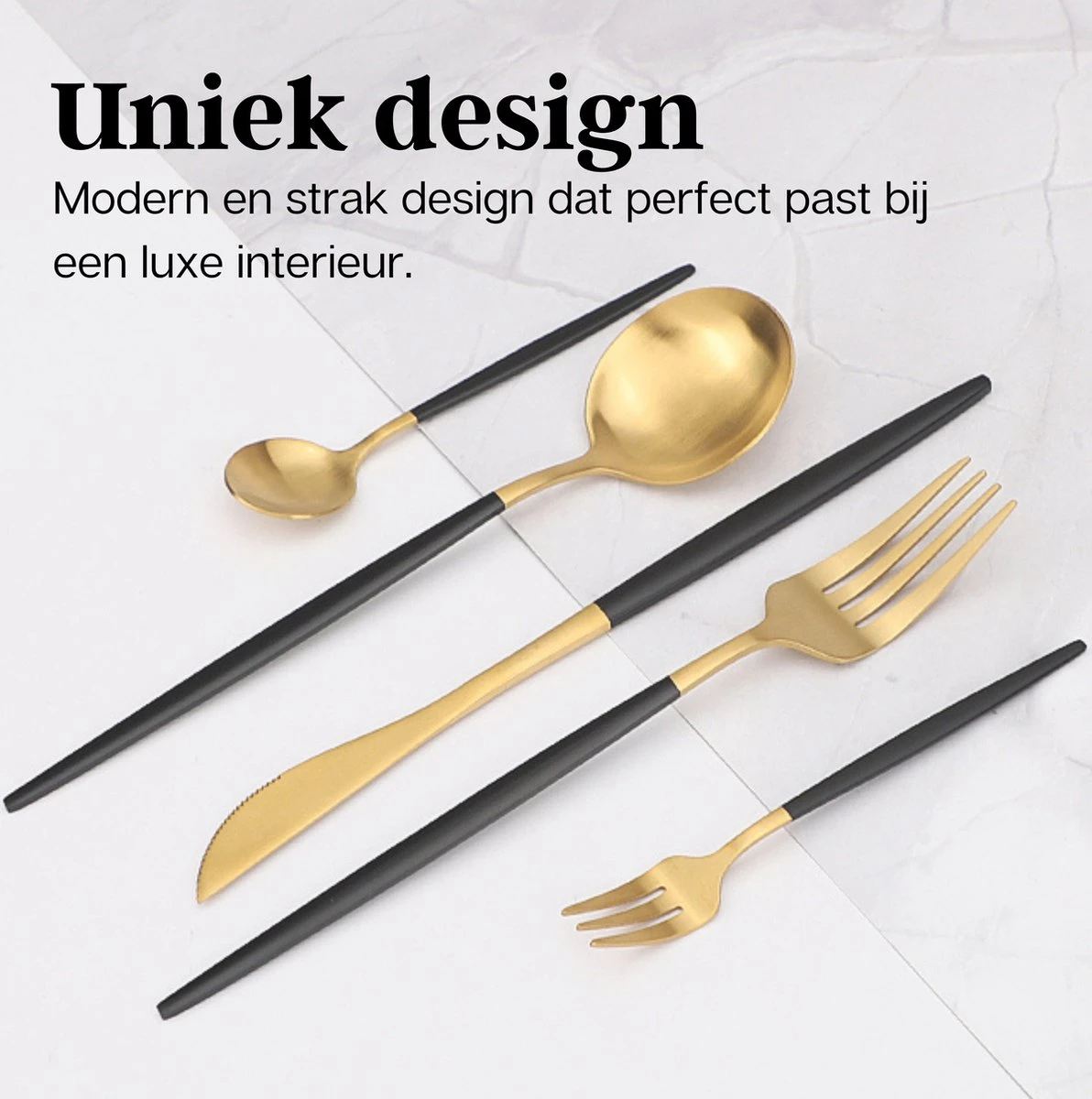 LuZana - Bestek set goud - 30-delig - bestekset 6 persoons - goud/zwart - Bestek - Borden - Bestekset zwart LuZana - Bestek Set Goud - 30-delig - Bestekset 6 Persoons - Goud/zwart - Bestek - Borden - Bestekset Zwart -Le Creuset Winkel 1192x1200 12