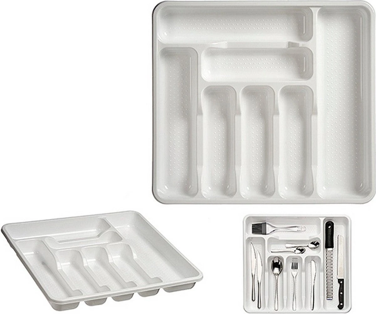 Kunststof bestekbak/bestekhouder 7-vaks wit 42 x 39 cm - Keukenlade/besteklade inzetbakken Kunststof Bestekbak/bestekhouder 7-vaks Wit 42 X 39 Cm - Keukenlade/besteklade Inzetbakken -Le Creuset Winkel 1200x1001 3