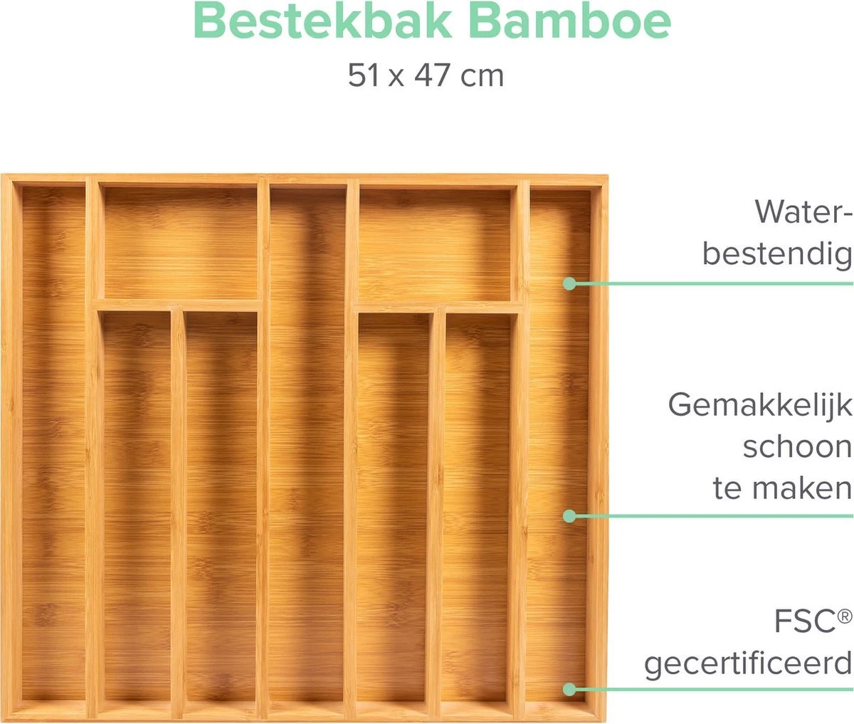 Grote Bestekbak Bamboe 51x47cm | Besteklade van Coninx | Bestekhouder | Opbergbak | Duurzaam | voor Laden van 47cm diep Grote Bestekbak Bamboe 51x47cm | Besteklade Van Coninx | Bestekhouder | Opbergbak | Duurzaam | Voor Laden Van 47cm Diep -Le Creuset Winkel 1200x1017 6