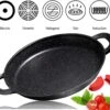 CUILINA Paella Pan 40 Cm– Duitse GREBLON Antiaanbaklaag Marmer Coating - Voor Inductie En Alle Warmtebronnen - Met Afneembare Siliconen Handvatten.