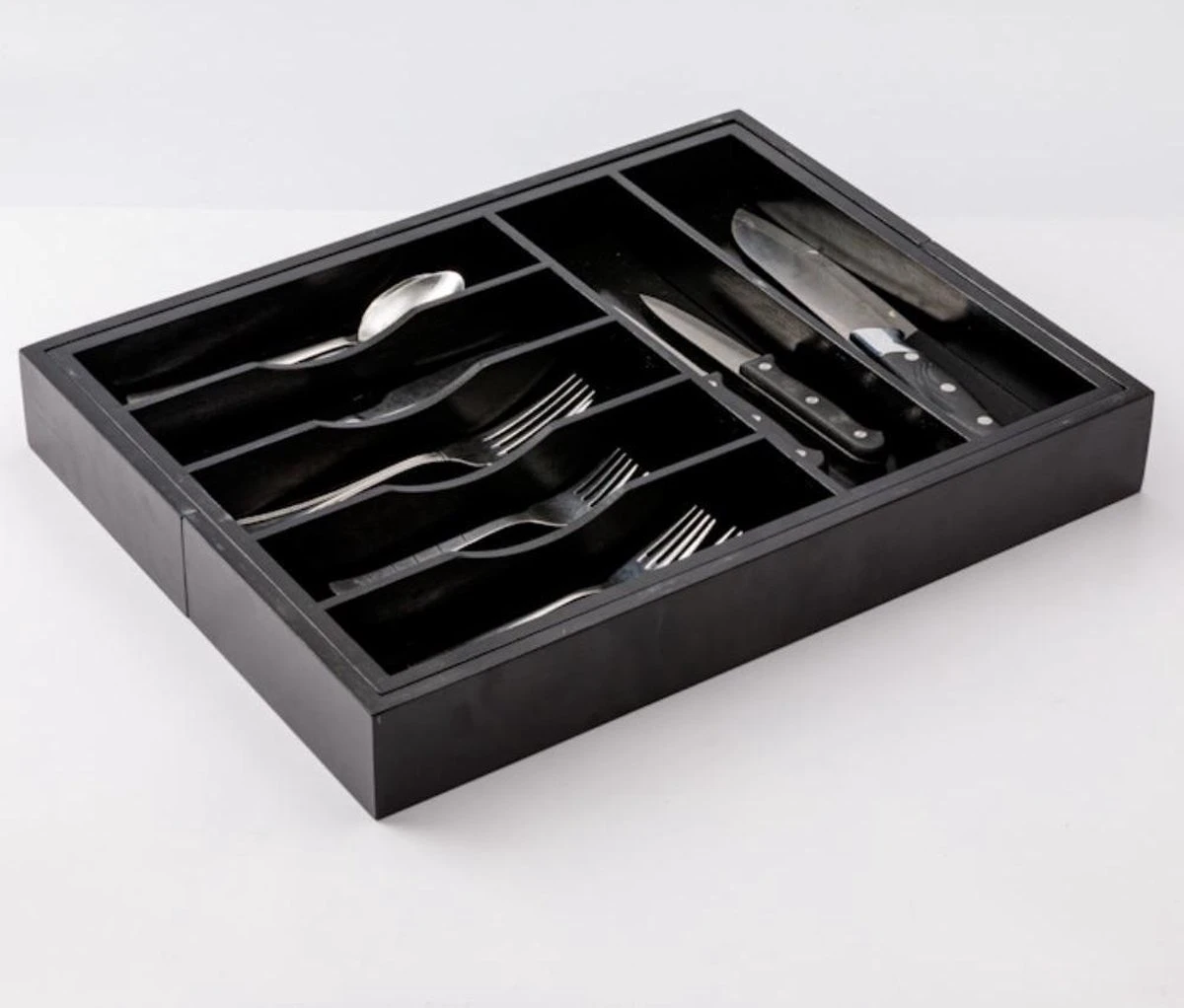 Decopatent® Uitschuifbaar bestekbak - Besteklade - 7 Vaks -> Uitschuifbaar naar 9 Vakken - Bestekbakken organizer - Bamboe - Zwart Merkloos Decopatent® Uitschuifbaar Bestekbak - Besteklade - 7 Vaks -> Uitschuifbaar Naar 9 Vakken - Bestekbakken Organizer - Bamboe - Zwart -Le Creuset Winkel 1200x1022 10