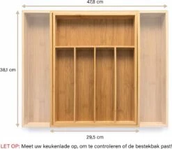 Budu Uitschuifbare Bamboe Bestekbak #38 (38 Cm Diep) - Bestekcassette Hout - Besteklade - 38 X 29,5 - 47,8 Cm - 5/7 Vakken -Le Creuset Winkel 1200x1033 4