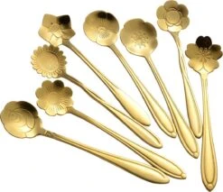 Fako Bijoux® - Bloemen Lepels Set - Theelepel / Koffielepel - 12cm - Goud - 8 Stuks -Le Creuset Winkel 1200x1034 4