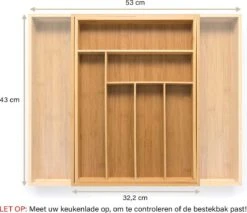 Budu Uitschuifbare Bamboe Bestekbak #43 (43 Cm Diep) - Bestekcassette Hout - Besteklade - 43 X 32,2 - 53 Cm - 6/8 Vakken -Le Creuset Winkel 1200x1036 7