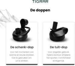 Tigrar - Drinkfles - Waterfles - Thermosfles 1 Liter - RVS - (Grafiet) Zwart - Incl. Extra Dop 3 Rietjes En Reiniger -Le Creuset Winkel 1200x1047 3