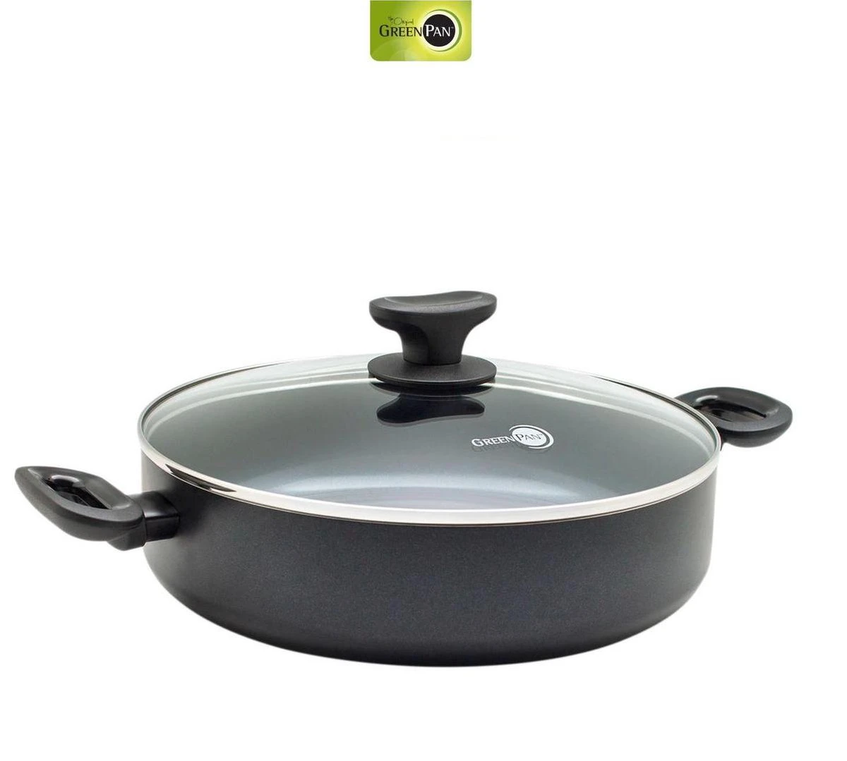 Greenpan Torino Keramische Hapjespan - 28 cm - met glazen deksel Greenpan Torino Keramische Hapjespan - 28 Cm - Met Glazen Deksel -Le Creuset Winkel