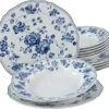 Merkloos Alba Royal Blue Flower 12-delig Servies