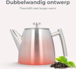 Vaja® Theepot Camille Met Filter - Zilver - 1.0L - RVS Dubbelwandig - Theekan -Le Creuset Winkel 1200x1099 6