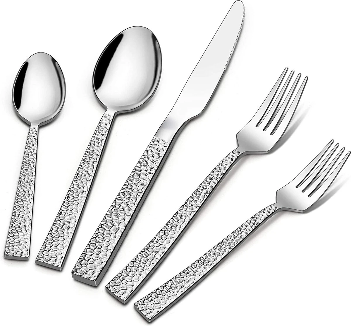 Deleca 6 Persoons Bestekset Deluxe (30-delig) - Vorken, Lepels en Messen - Vaatwasserbestendig - Gehamerd - Zilver / RVS Deleca 6 Persoons Bestekset Deluxe (30-delig) - Vorken, Lepels En Messen - Vaatwasserbestendig - Gehamerd - Zilver / RVS -Le Creuset Winkel 1200x1113 8