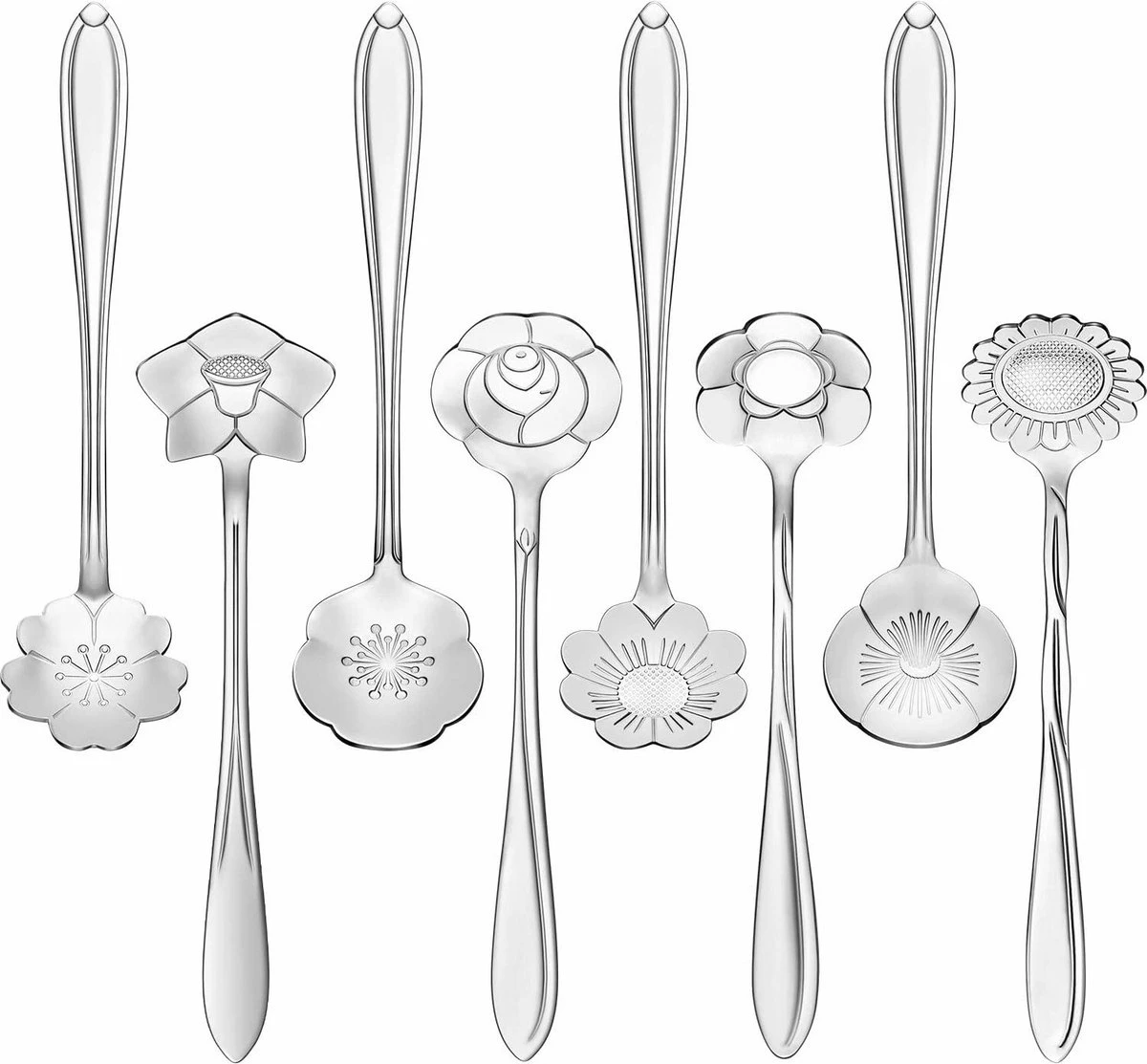 Fako Bijoux® - Bloemen Lepels Set - Theelepel / Koffielepel - 12cm - Zilver - 8 Stuks Fako Bijoux® - Bloemen Lepels Set - Theelepel / Koffielepel - 12cm - Zilver - 8 Stuks -Le Creuset Winkel 1200x1113 9