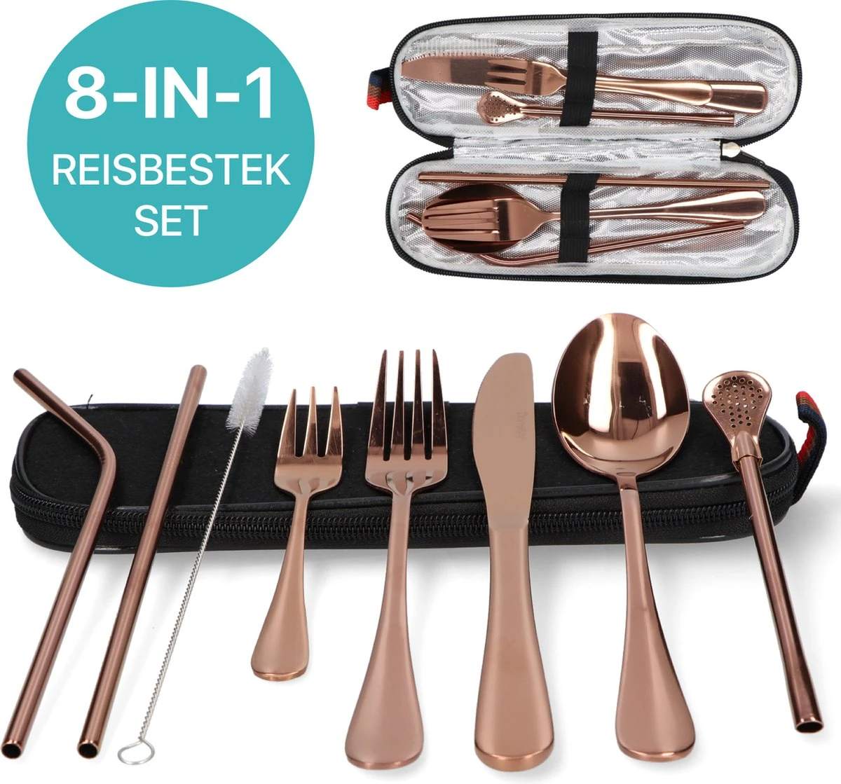 Damster reisbestek - Verbeterde versie - Meeneem bestek rvs - reis bestekset to go - incl. herbruikbare rietjes - Eenpersoons - Achtdelig - Roodgoud Damster Reisbestek - Verbeterde Versie - Meeneem Bestek Rvs - Reis Bestekset To Go - Incl. Herbruikbare Rietjes - Eenpersoons - Achtdelig - Roodgoud -Le Creuset Winkel 1200x1119 3