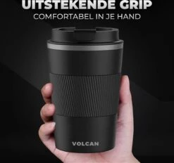 Volcan RVS Koffiebeker To Go Met Sleeve - Thermosbeker - Theebeker - Coffee - Zwart -Le Creuset Winkel 1200x1125 1