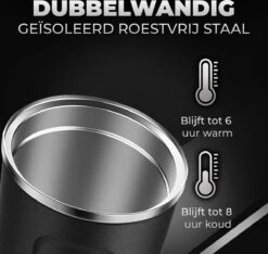 Volcan RVS Koffiebeker To Go Met Sleeve - Thermosbeker - Theebeker - Coffee - Zwart -Le Creuset Winkel 1200x1139 3