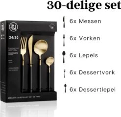 LuZana - Bestek Set Goud - 30-delig - Bestekset 6 Persoons - Goud/zwart - Bestek - Borden - Bestekset Zwart 2 LuZana - Bestek Set Goud - 30-delig - Bestekset 6 Persoons - Goud/zwart - Bestek - Borden - Bestekset Zwart -Le Creuset Winkel 1200x1161 11