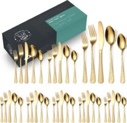 40-delige RVS Snakeskin Bestekset- Geschikt Voor8-personen -trendy Design-goud