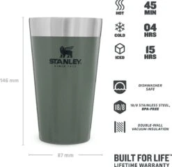 Stanley The Stacking Beer Pint 0,47l - Beker - Hammertone Green -Le Creuset Winkel 1200x1165 1