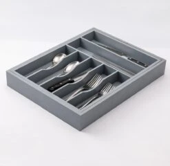 Merkloos Decopatent® Uitschuifbaar Bestekbak - Besteklade - 7 Vaks -> Uitschuifbaar Naar 9 Vakken - Bestekbakken Organizer - Bamboe - Grijs -Le Creuset Winkel 1200x1165 7
