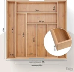 Gadgy Uitschuifbare Bestekbak - Uitschuifbare Bestekcassette Hout - Besteklade - Ladeverdeler - 6/8 Vakken - Bamboe -Le Creuset Winkel 1200x1173 8
