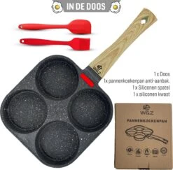 W&Z® Pannenkoekenpan Inductie - Pancake Pan - Omeletpan - Omeletmaker -Eierpan- Anti Aanbak - 4 Vakjes -Le Creuset Winkel 1200x1179