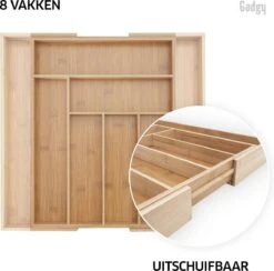 Gadgy Uitschuifbare Bestekbak - Uitschuifbare Bestekcassette Hout - Besteklade - Ladeverdeler - 6/8 Vakken - Bamboe -Le Creuset Winkel 1200x1186 5