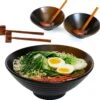 Greenwill Noodle Kom Set – Luxe Japans Servies Voor 2 Personen – Duurzame Keramieke Soepkommen – Inclusief Chopsticks Eetlepels En Houders
