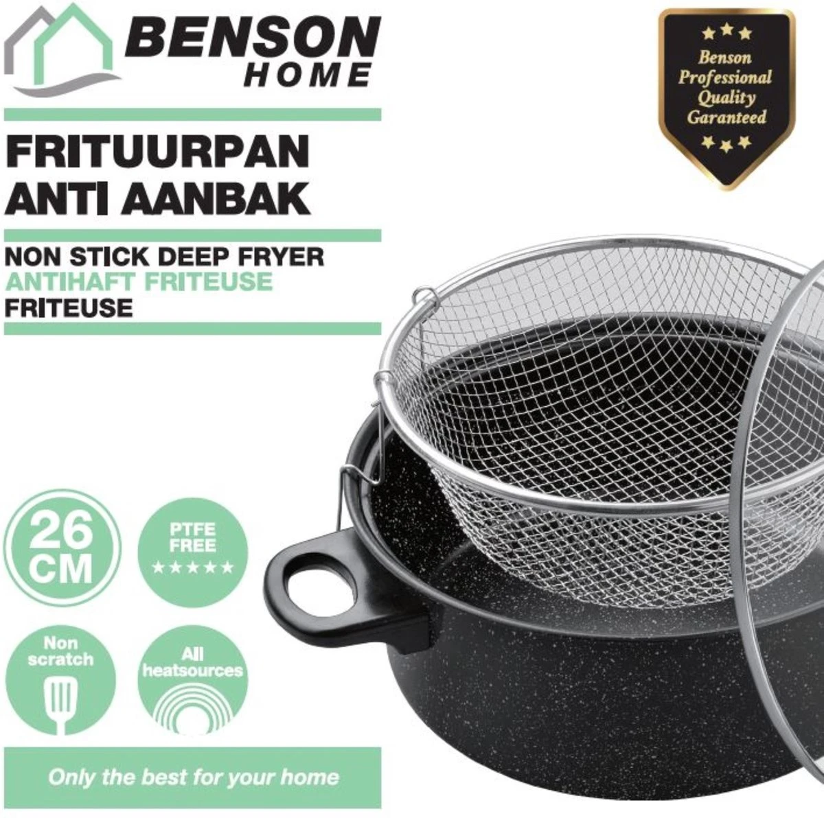 Benson Frituurpan met Korf - Ø 26 cm - Carbonstaal met Marmer Coating Benson Frituurpan Met Korf - Ø 26 Cm - Carbonstaal Met Marmer Coating -Le Creuset Winkel 1200x1192 2