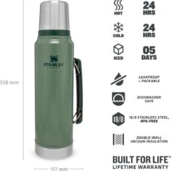 Stanley The Legendary Classic Bottle 1,00L - Thermosfles - Hammertone Green -Le Creuset Winkel 1200x1196 10