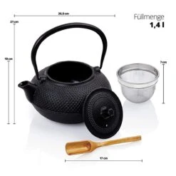 Lumaland - Thee Set - Theeservies - 1x Gietijzeren Theepot (1,4L), 1x Bamboe Doseerlepel, 1x Edelstalen Zeef -Le Creuset Winkel 1200x1200 1025