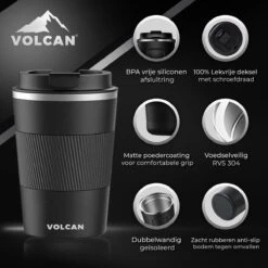 Volcan RVS Koffiebeker To Go Met Sleeve - Thermosbeker - Theebeker - Coffee - Zwart -Le Creuset Winkel 1200x1200 1106