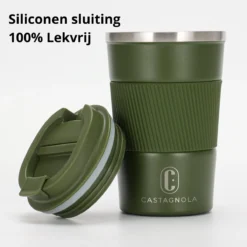 Castagnola Design RVS Koffiebeker To Go - Groen - 380ml - Thermosbeker - Theebeker -Le Creuset Winkel 1200x1200 1108