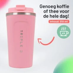 Triple J® Koffiebeker To Go - Thermosbeker - BPA & Lekvrij - 510ml - Roze -Le Creuset Winkel 1200x1200 1171