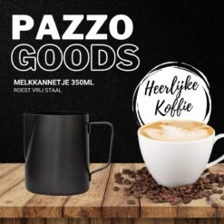 Merkloos Pazzo Goods - Melkkan - Melkkannetje Opschuim - Zwart - 350 Ml - Premium Kwaliteit - RVS - -Le Creuset Winkel 1200x1200 1516
