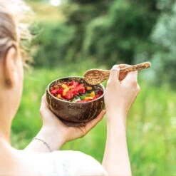 Ecowize Coconut Bowls (Set Van 3) - Kokosnoot Kom & Schaal - Met 3 Lepels, 3 Vorken En 8 Bamboe Rietjes - Zero Waste & Herbruikbaar - Duurzaam Cadeau -Le Creuset Winkel 1200x1200 1556