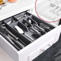 Emhouse XL Bestekcassette Bestekbak Kunststof Besteklade Bestekbak 43,5x42,5x4 Cm Wit