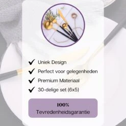 LuZana - Bestek Set Goud - 30-delig - Bestekset 6 Persoons - Goud/zwart - Bestek - Borden - Bestekset Zwart 7 LuZana - Bestek Set Goud - 30-delig - Bestekset 6 Persoons - Goud/zwart - Bestek - Borden - Bestekset Zwart -Le Creuset Winkel 1200x1200 1685