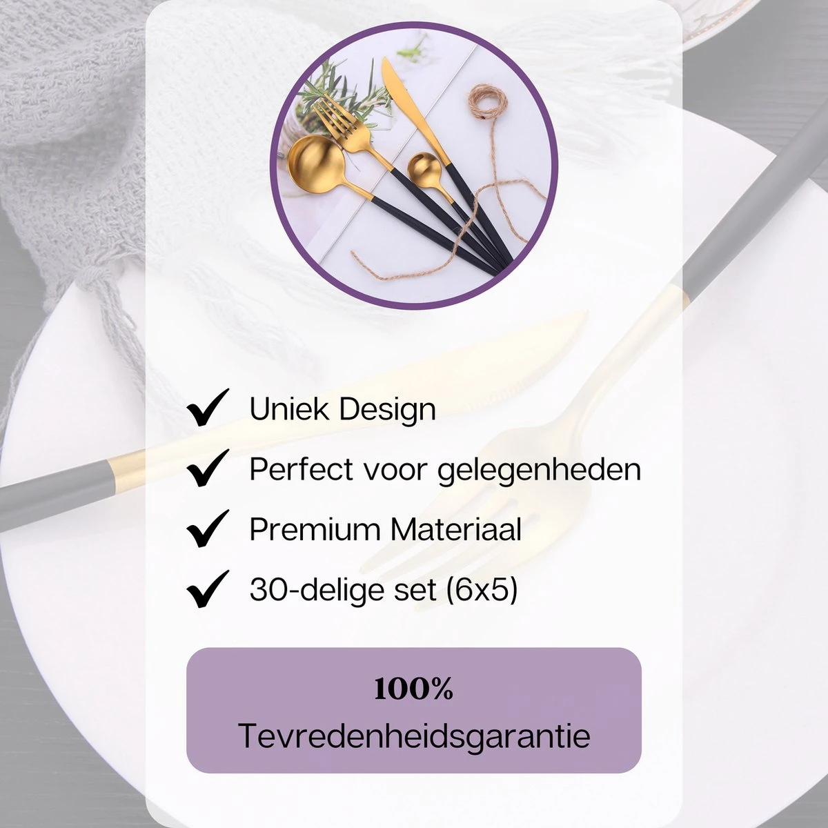 LuZana - Bestek set goud - 30-delig - bestekset 6 persoons - goud/zwart - Bestek - Borden - Bestekset zwart LuZana - Bestek Set Goud - 30-delig - Bestekset 6 Persoons - Goud/zwart - Bestek - Borden - Bestekset Zwart -Le Creuset Winkel 1200x1200 1685