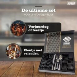 LaCardia Bestekset Glans Zwart – 24-delig Bestek – 6 Persoons – Bestek Zwart Voor 6 Personen -Le Creuset Winkel 1200x1200 1693