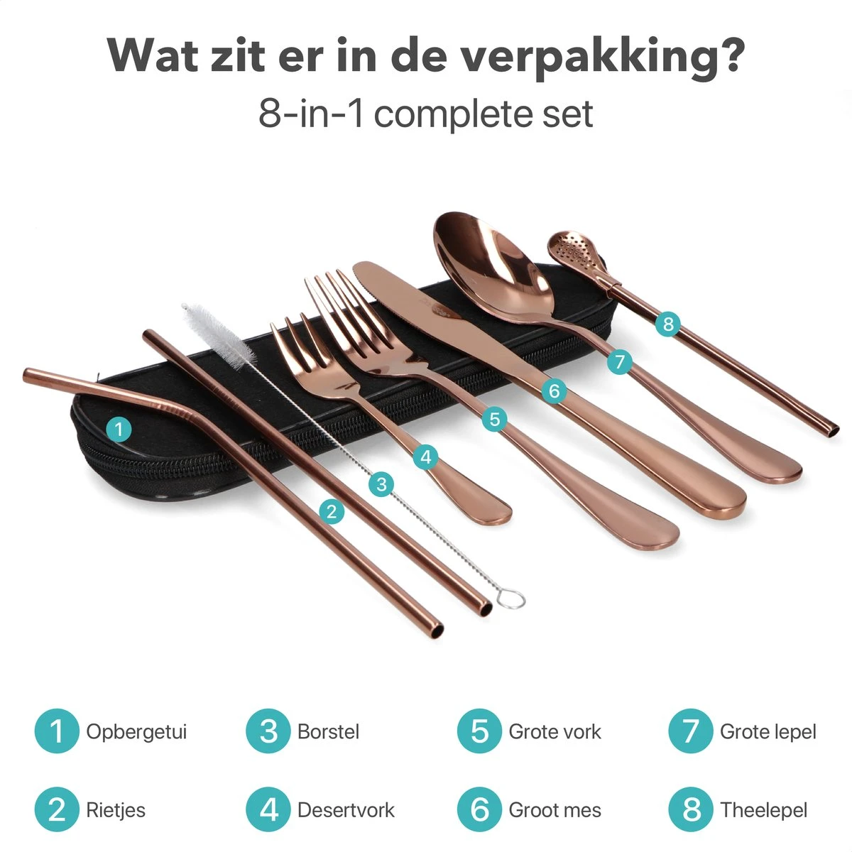 Damster reisbestek - Verbeterde versie - Meeneem bestek rvs - reis bestekset to go - incl. herbruikbare rietjes - Eenpersoons - Achtdelig - Roodgoud Damster Reisbestek - Verbeterde Versie - Meeneem Bestek Rvs - Reis Bestekset To Go - Incl. Herbruikbare Rietjes - Eenpersoons - Achtdelig - Roodgoud -Le Creuset Winkel 1200x1200 1703