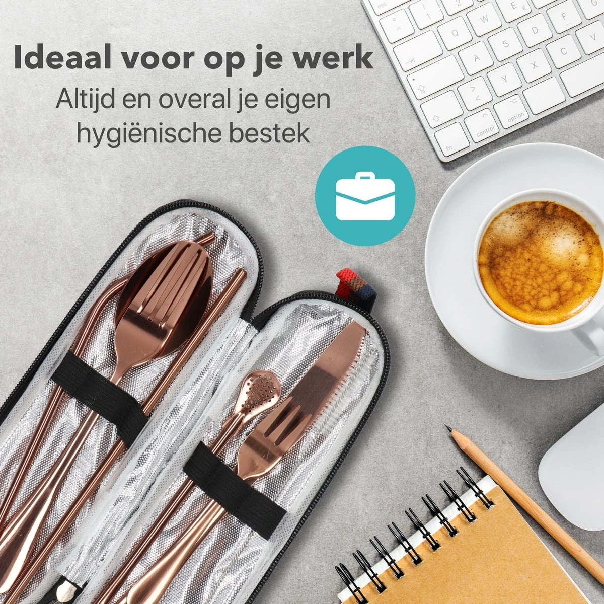 Damster reisbestek - Verbeterde versie - Meeneem bestek rvs - reis bestekset to go - incl. herbruikbare rietjes - Eenpersoons - Achtdelig - Roodgoud Damster Reisbestek - Verbeterde Versie - Meeneem Bestek Rvs - Reis Bestekset To Go - Incl. Herbruikbare Rietjes - Eenpersoons - Achtdelig - Roodgoud -Le Creuset Winkel 1200x1200 1704