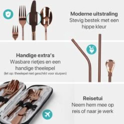 Damster Reisbestek - Verbeterde Versie - Meeneem Bestek Rvs - Reis Bestekset To Go - Incl. Herbruikbare Rietjes - Eenpersoons - Achtdelig - Roodgoud 5 Damster Reisbestek - Verbeterde Versie - Meeneem Bestek Rvs - Reis Bestekset To Go - Incl. Herbruikbare Rietjes - Eenpersoons - Achtdelig - Roodgoud -Le Creuset Winkel 1200x1200 1707