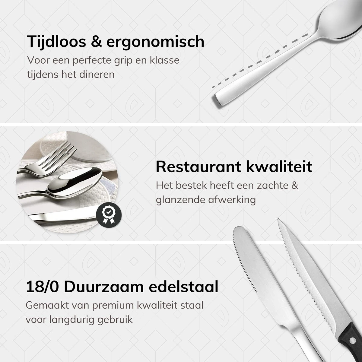 Deleca 8 Persoons Bestekset (48-delig) - Lepels, Messen, Vorken & Steakmessen - Vaatwasserbestendig - Zilver / RVS Deleca 8 Persoons Bestekset (48-delig) - Lepels, Messen, Vorken & Steakmessen - Vaatwasserbestendig - Zilver / RVS -Le Creuset Winkel 1200x1200 1734