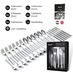 Deleca 6 Persoons Bestekset Deluxe (30-delig) - Vorken, Lepels En Messen - Vaatwasserbestendig - Gehamerd - Zilver / RVS 7 Deleca 6 Persoons Bestekset Deluxe (30-delig) - Vorken, Lepels En Messen - Vaatwasserbestendig - Gehamerd - Zilver / RVS -Le Creuset Winkel 1200x1200 1756